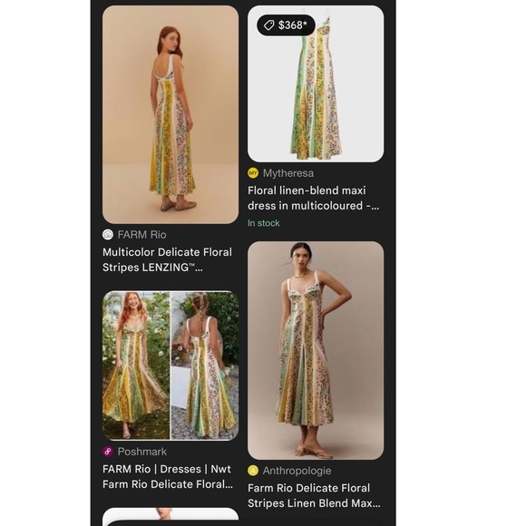 New Farm Rio Multicolor Delicate Floral Stripes Linen Maxi Dress Small Boho - Picture 7 of 7